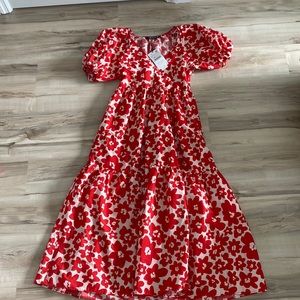 PUFF SLEEVE ZARA DRESS - tiered red dress